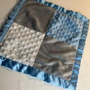 Sutton & Sons Blue White Gray Minky Dot Satin Edge Security Lovey Nunu 2016